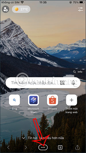 Tùy chọn Microsoft Edge trên iPhone