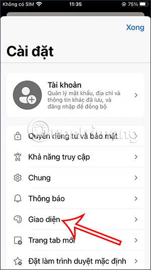 Giao diện Microsoft Edge trên iPhone