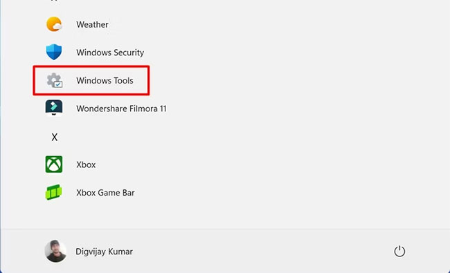 Nhấp vào Windows Tools