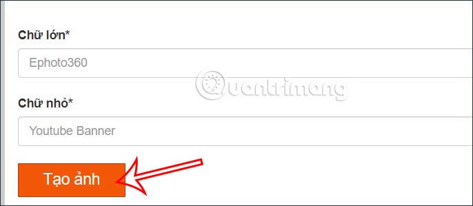 Nhập chữ cho banner YouTube 