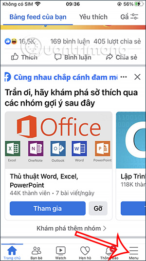 Giao diện Facebook
