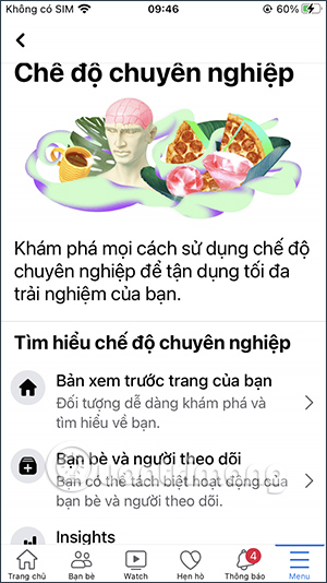 Dùng chế độ chuyên nghiệp Facebook