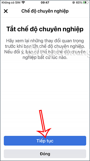 Bỏ chế độ chuyên nghiệp Facebook