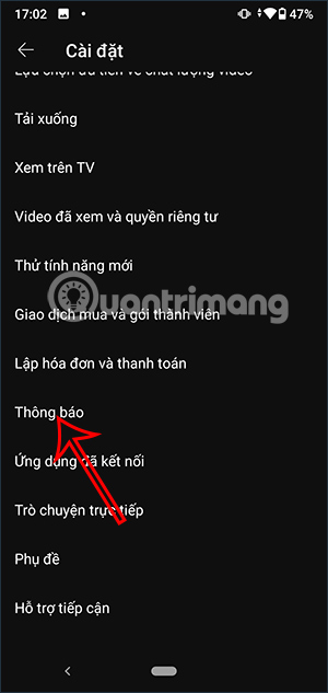 Chỉnh thông báo YouTube