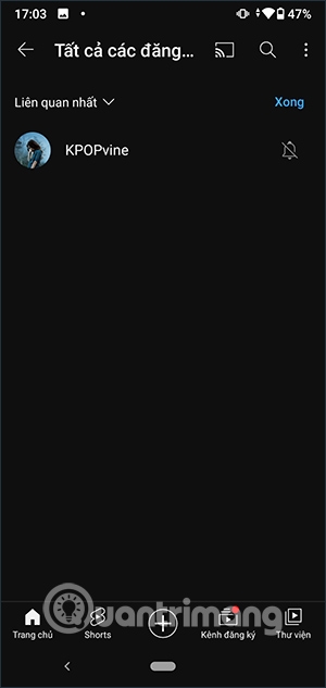 Tắt thông báo kênh YouTube