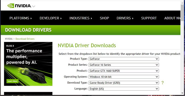 Cập nhật driver GPU