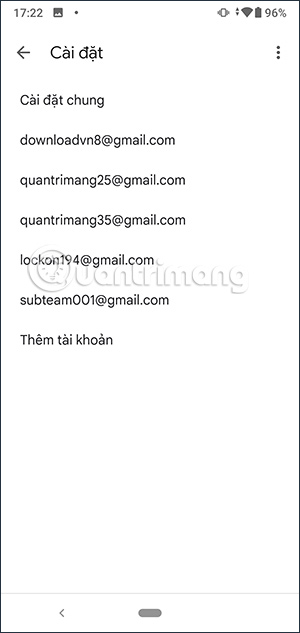Chọn tài khoản Gmail