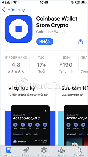 Cài đặt ví điện tử