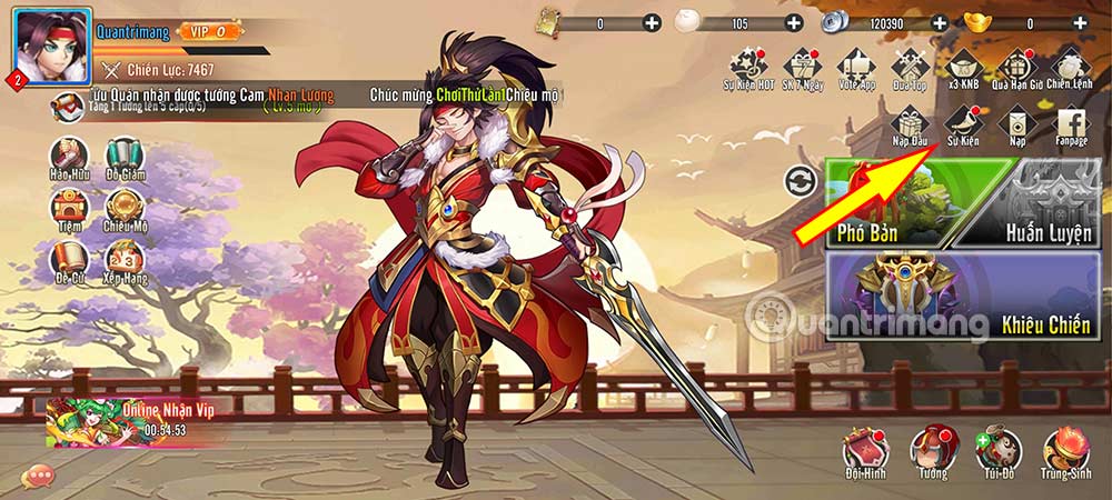 Hướng dẫn nhập code Thiên Hạ Anh Hùng 3Q