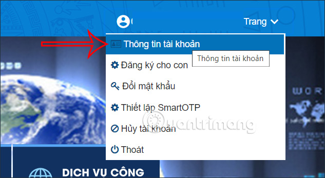 Thông tin tài khoản trên Cổng BHXH 