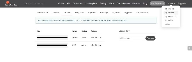 Truy cập vào trang OpenWeatherMap và tạo một tài khoản miễn phí