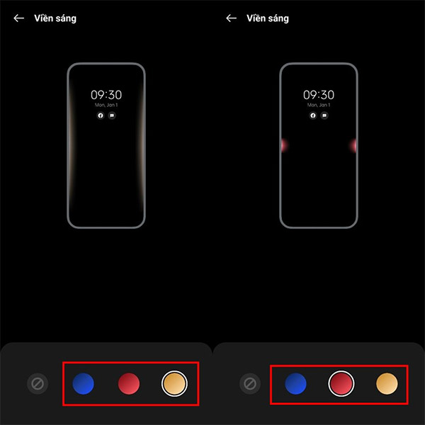 Chọn viền sáng trên OPPO