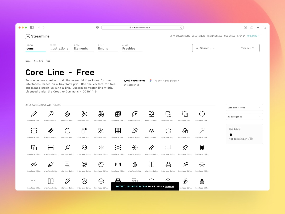 Streamline Core Line Icons