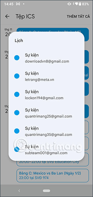 Chọn tài khoản Google