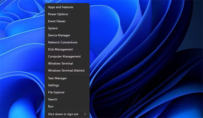 Chọn tùy chọn Search của menu Power User