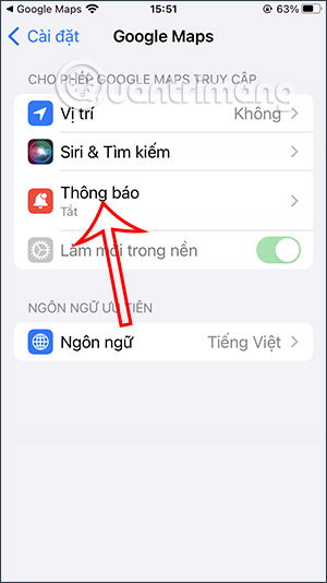 Chỉnh Thông báo trên Google Maps