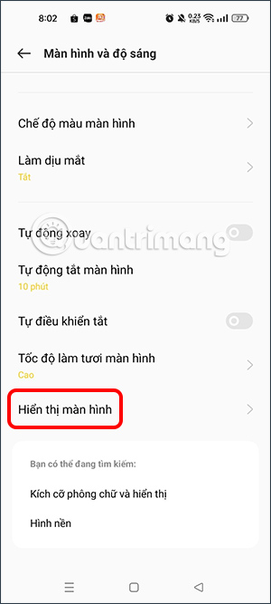 Chỉnh hiển thị màn hình