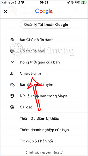 Chia sẻ vị trí Google Maps