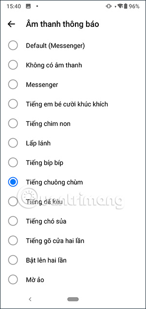 Đổi âm báo Messenger Android 