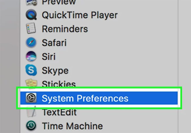 Mở ứng dụng System Preferences