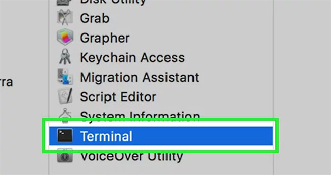 Truy cập ứng dụng Terminal