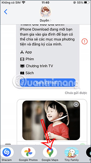 Chọn biểu tượng Google Maps