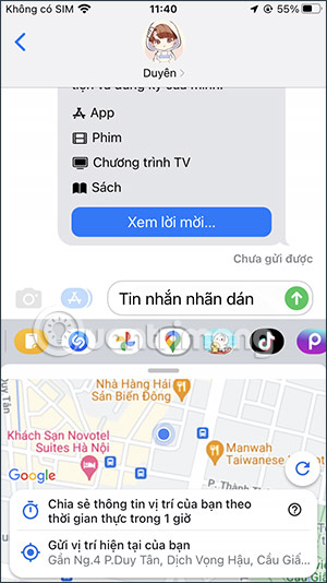 Hiện vị trí trên Google Maps