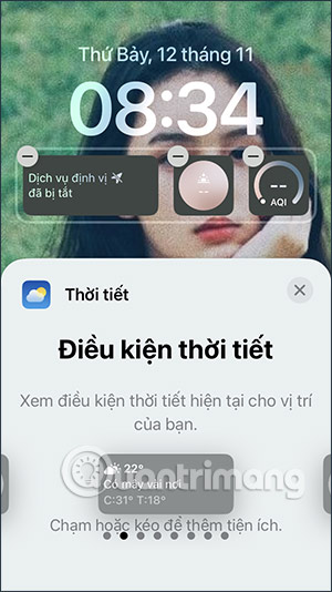 Thêm widget thời tiết