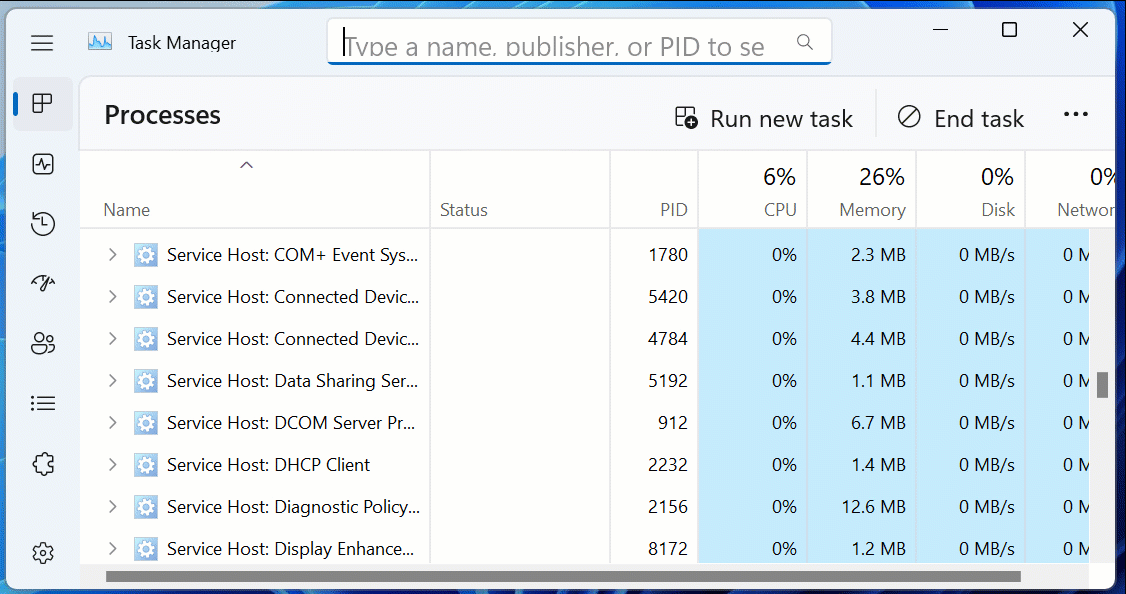 Bộ lọc Task Manager