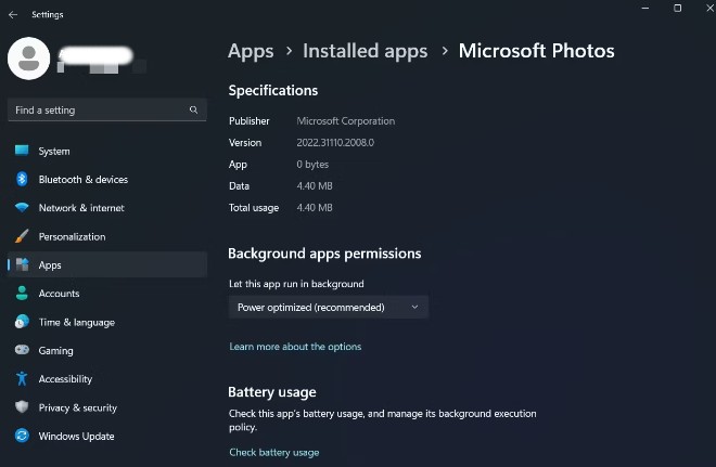 Kiểm tra phiên bản ứng dụng Microsoft Photos