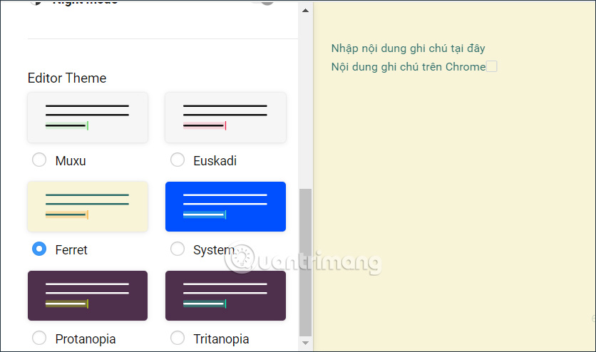Giao diện ghi chú mới trên Chrome