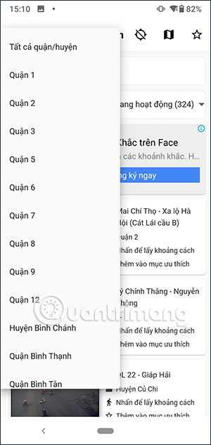Chọn vị trí muốn xem camera