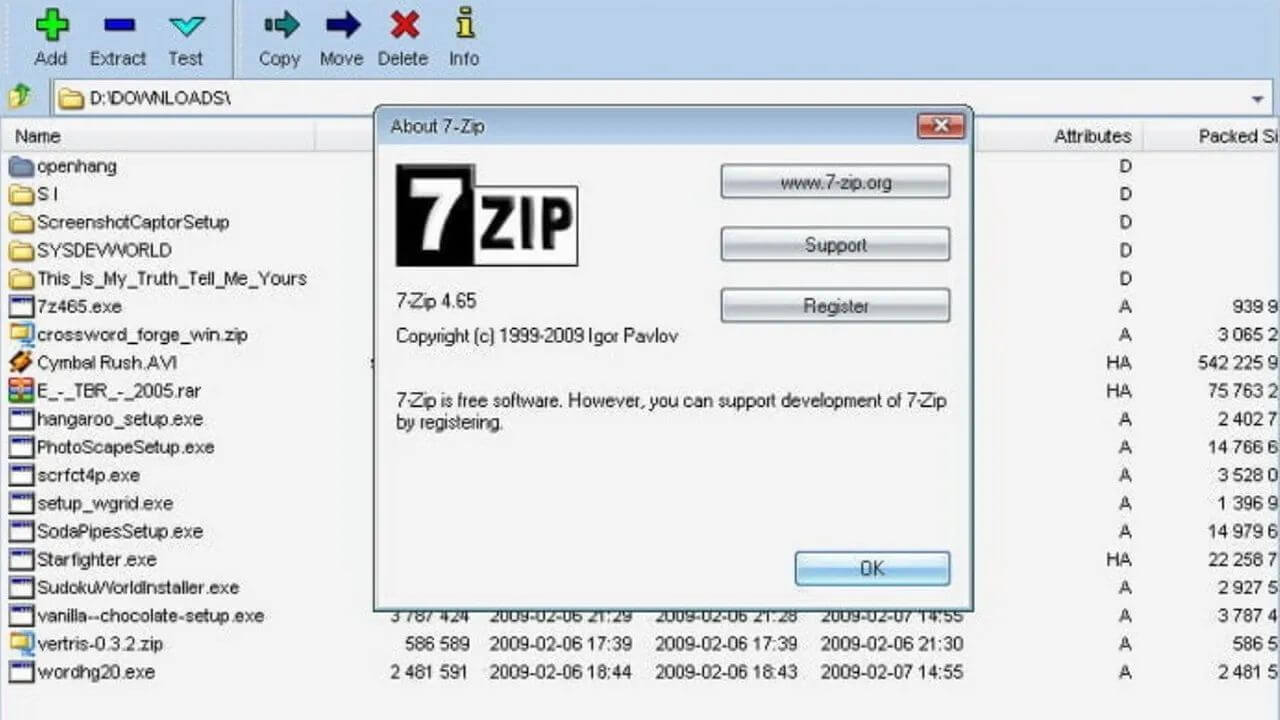 Nén và giải nén file: 7-Zip