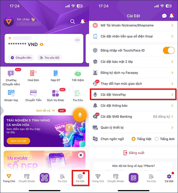 Cài đặt VoicePay TPBank
