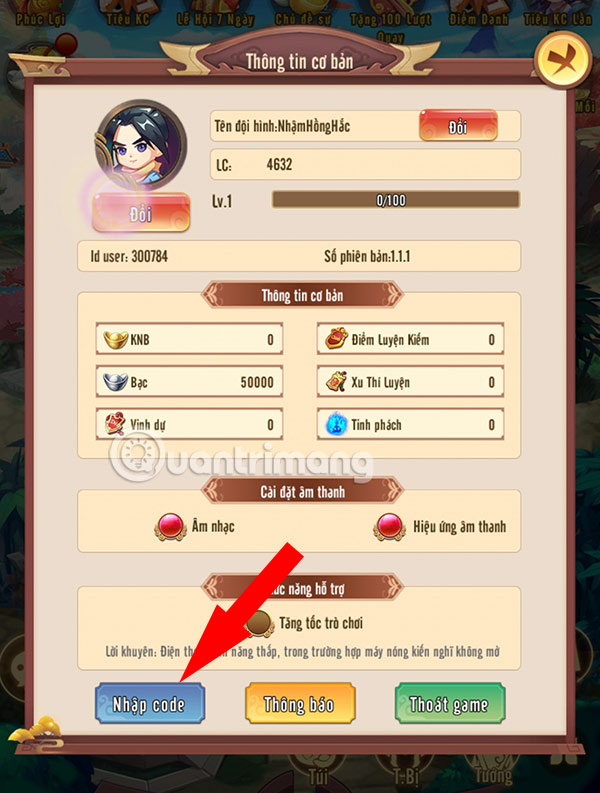 Hướng dẫn nhập code Toàn Dân Võ Quán Gzone