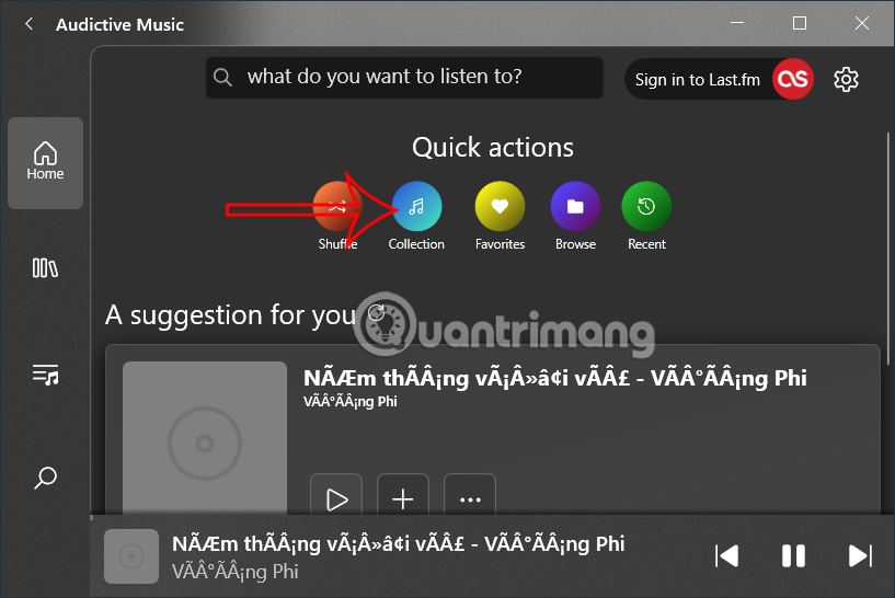 Giao diện Audictive Music phát nhạc