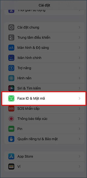 Face ID & Mật mã