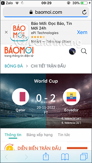 Xem tỉ số trận đấu World Cup 2022