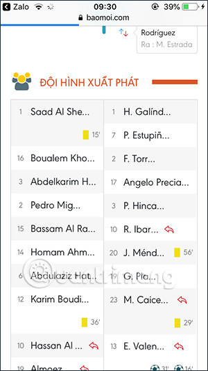 Đội hình xuất phát