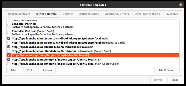 Kho lưu trữ NordVPN trong Ubuntu