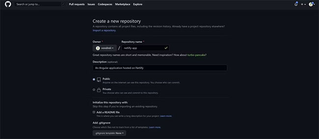 Tạo chi tiết repo GitHub mới