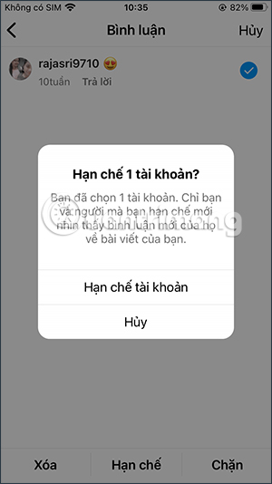 Hạn chế tài khoản Instagram