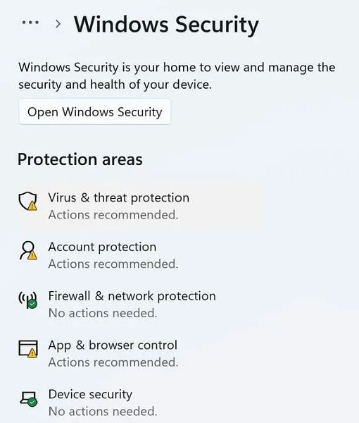 Nhấp vào Virus & threat protection