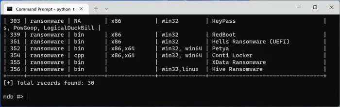 Liệt kê tất cả các ransomware