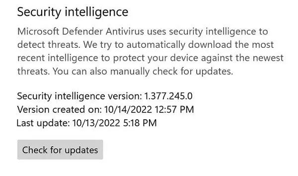 Cập nhật Windows Defender