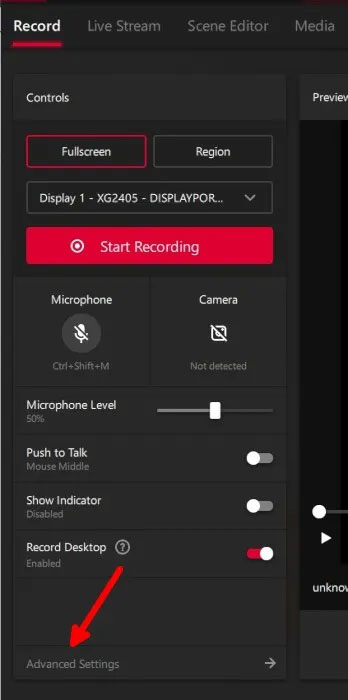 Nhấp vào “Advanced Settings”