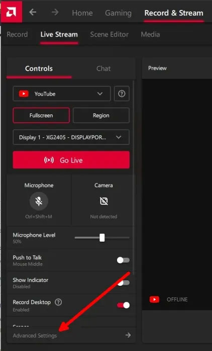 Nhấp vào “Advance Settings”