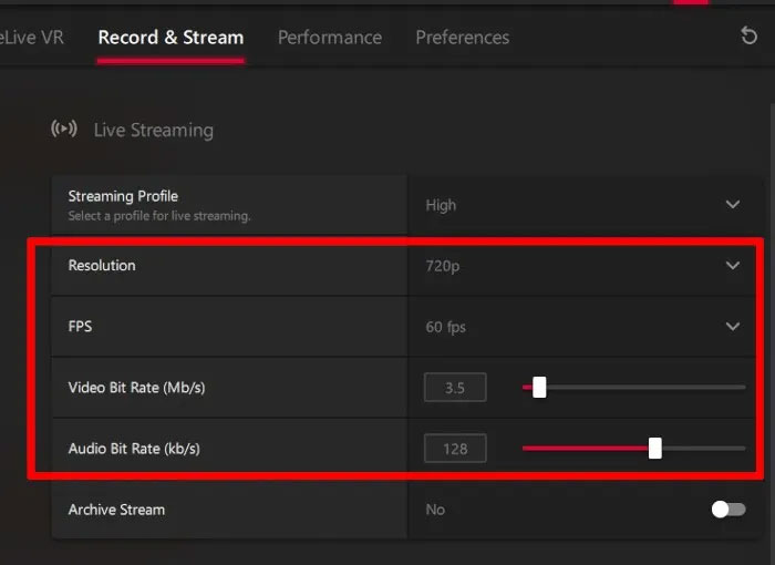 Thay đổi cài đặt livestream