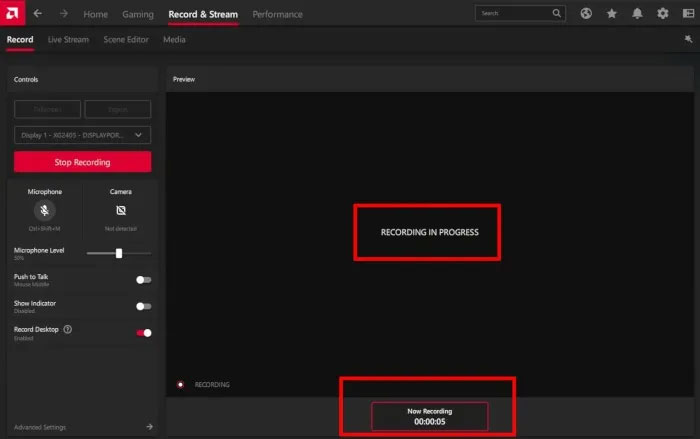 AMD Radeon Software đang ghi
