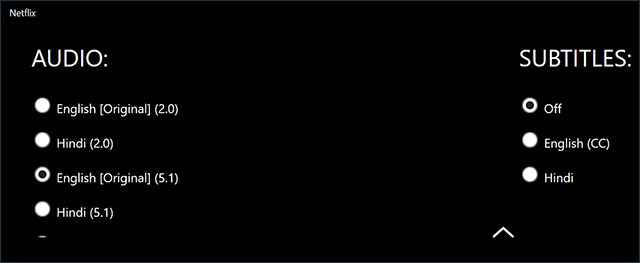 Tắt phụ đề ngôn ngữ video Netflix Windows